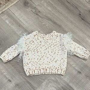 Baby Girl Cream and Brown Sweater with Fringe
